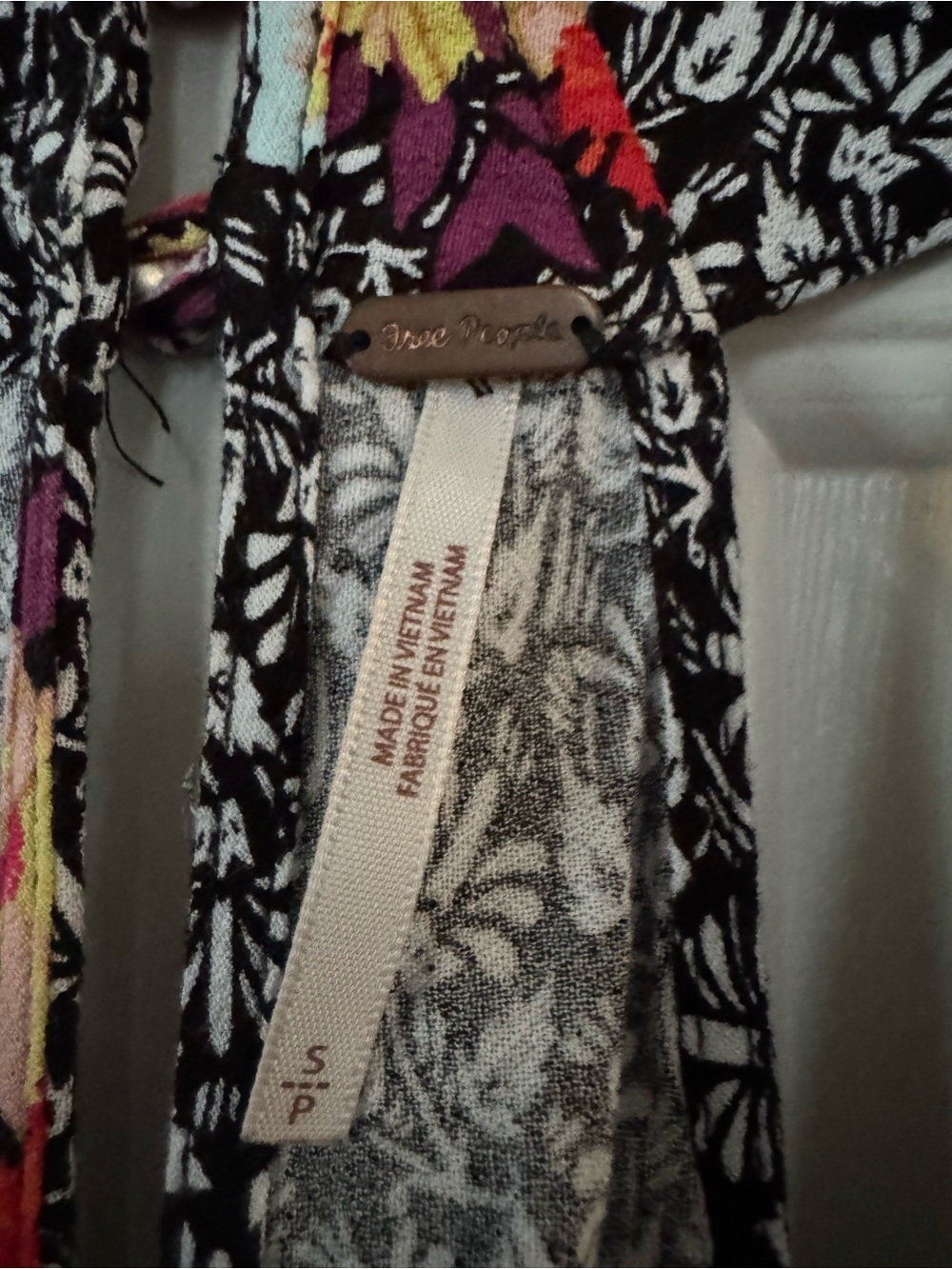 Free People Black and Burgundy Floral Patchwork Halter Tank size small - Picture 2 of 3